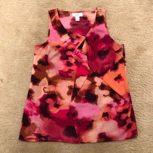 Ann Taylor LOFT Sleeveless Floral Blouse V-Neck XS